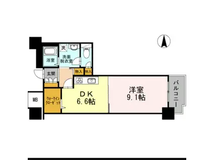 品川シーサイドビュータワー1(1DK/15階)の間取り写真