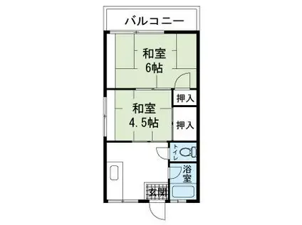 シティハイムカワサキ(2K/2階)の間取り写真