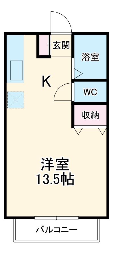 グリーンシティ北洞(ワンルーム/1階)の間取り写真