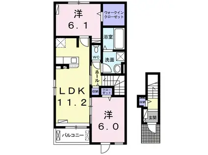 エムズ サニーガーデンⅩⅩⅠ(2LDK/2階)の間取り写真