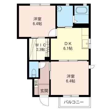 堂元館 弐(2DK/1階)の間取り写真