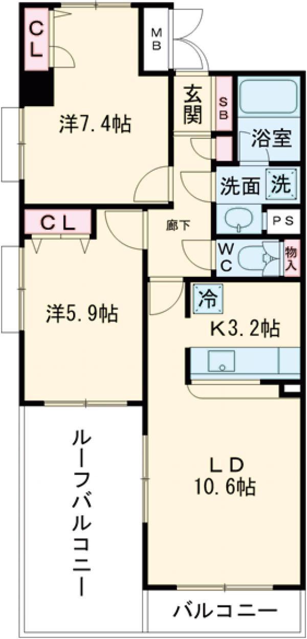 ファミール中野(2LDK/2階)の間取り写真