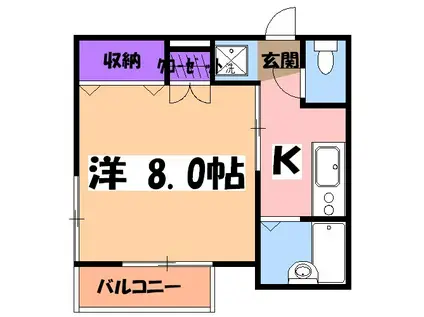 シャンブルアットⅠ(1K/1階)の間取り写真