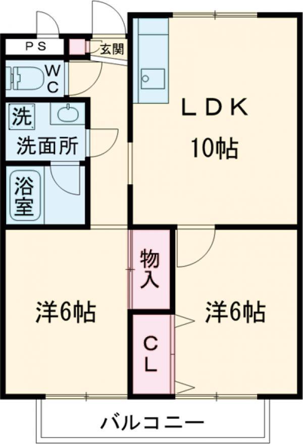 プラムハイツⅡ(2LDK/1階)の間取り写真