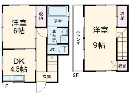 東武鉄道東上線 鶴瀬駅 徒歩19分 2階建 築52年(3DK)の間取り写真