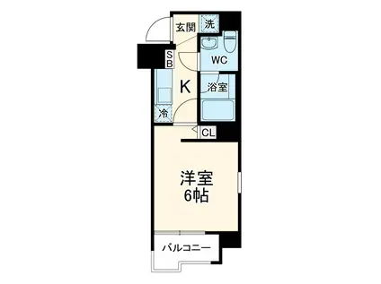 RISING PLACE 桜木町(1K/4階)の間取り写真