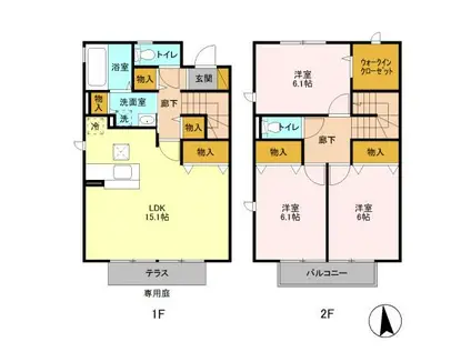 カーサベルヴィ　A(3LDK)の間取り写真