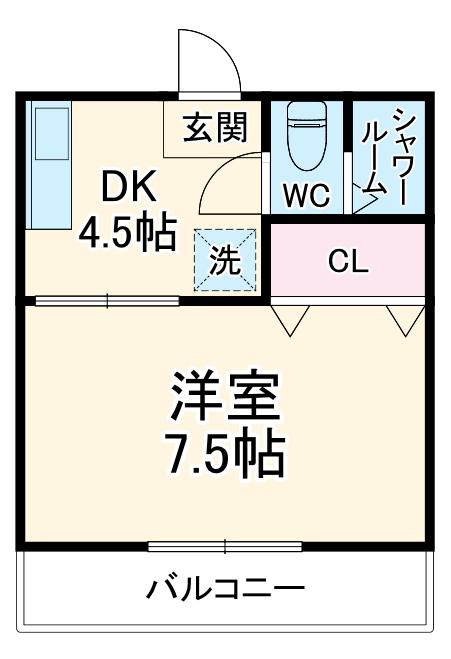 神部ハイツ(1K/3階)の間取り写真