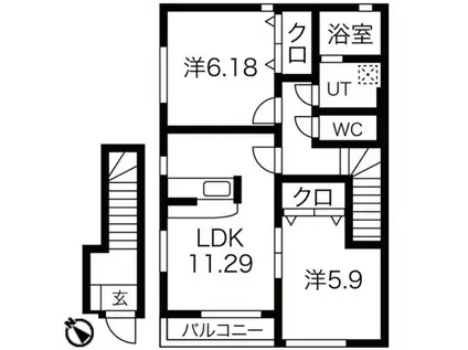 西武池袋・豊島線 小手指駅 徒歩13分 2階建 築12年(2LDK/2階)の間取り写真