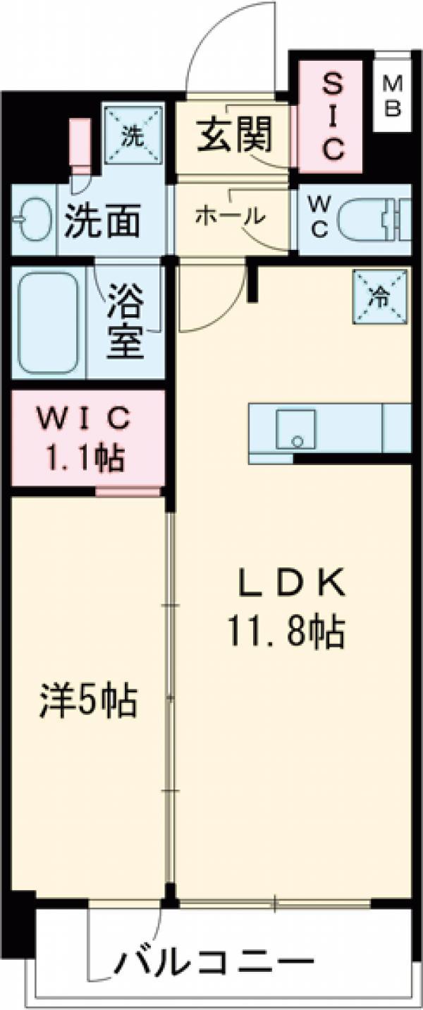 ジオエント中野弥生町(1LDK/1階)の間取り写真