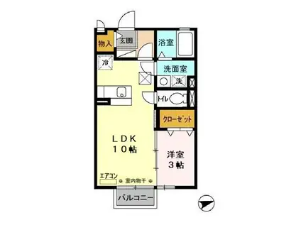 パネトーネ東海(1LDK/1階)の間取り写真