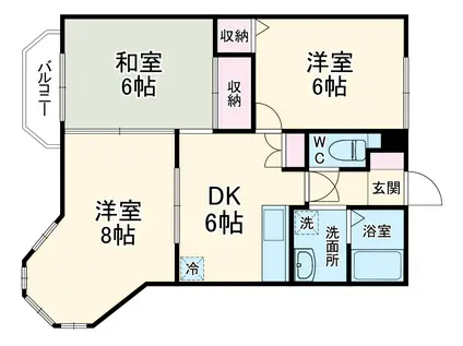 ウィングベル七宝(3DK/2階)の間取り写真