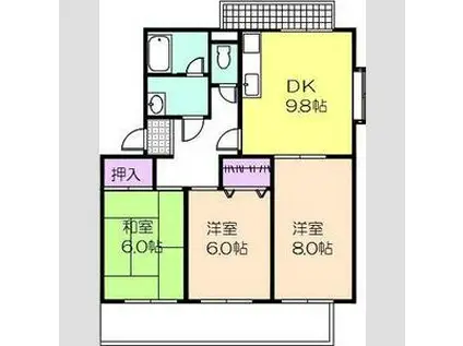 サンロイヤル(3DK/2階)の間取り写真