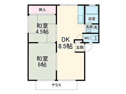 サンシティ(2DK/2階)の間取り写真
