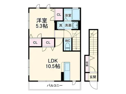 センチュリーハイムⅤ(1LDK/2階)の間取り写真