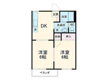 アンビション並木C棟(2DK/2階)の間取り写真