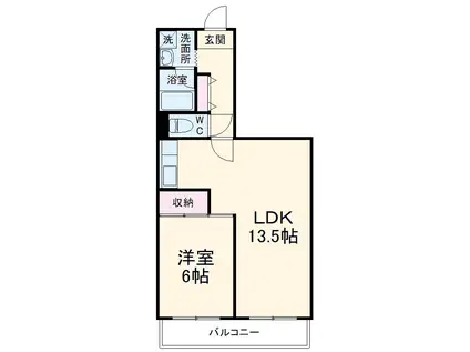 姿見台スカイハイツA棟(1LDK/6階)の間取り写真