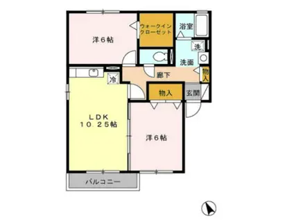 セジュールAMANO(2LDK/2階)の間取り写真