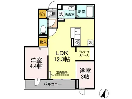 ステラ美光(2LDK/2階)の間取り写真