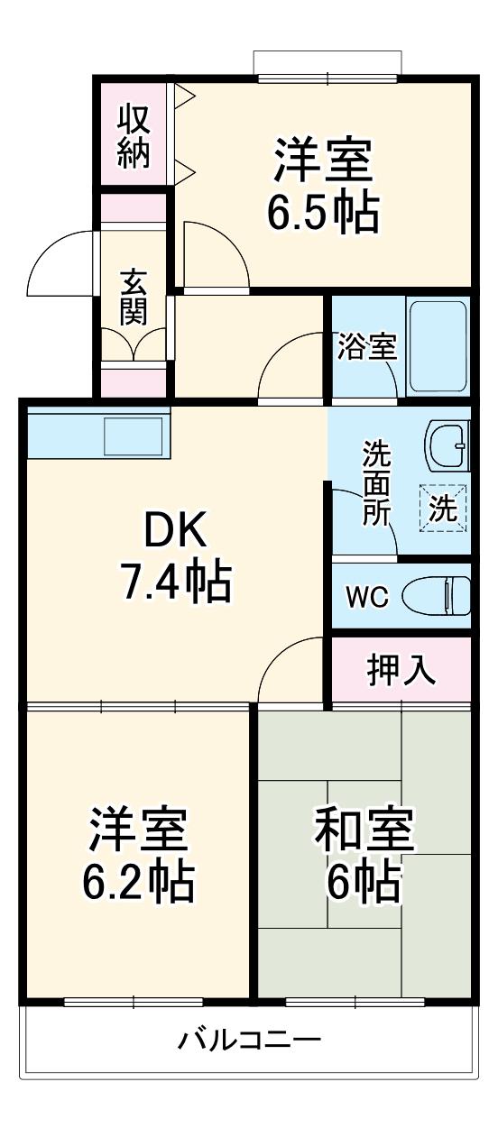 ミキハイム国府台壱番館(3DK/4階)の間取り写真