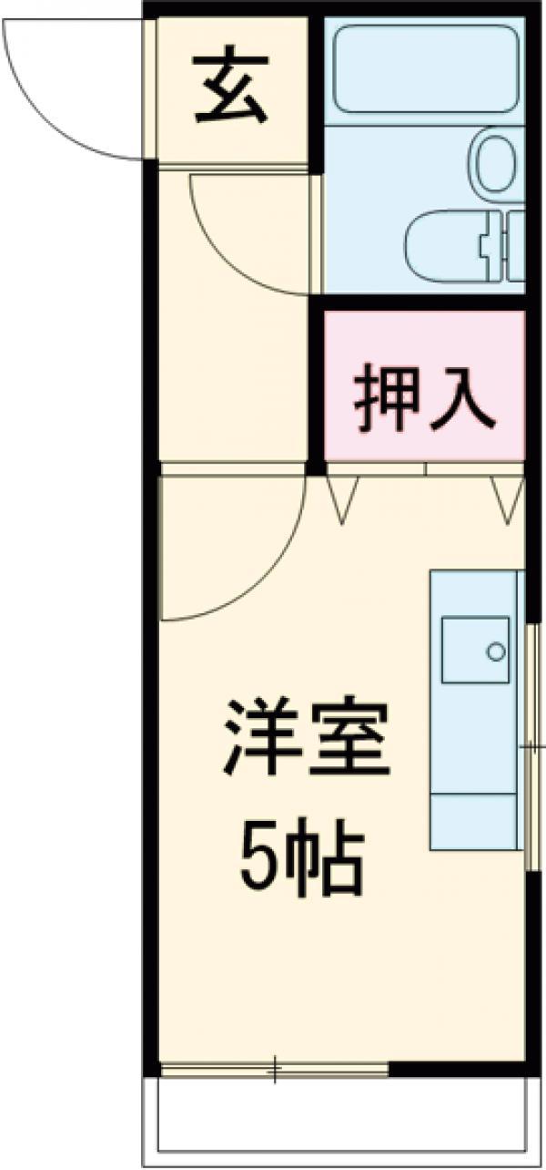 ジュネス白鳥(ワンルーム/2階)の間取り写真
