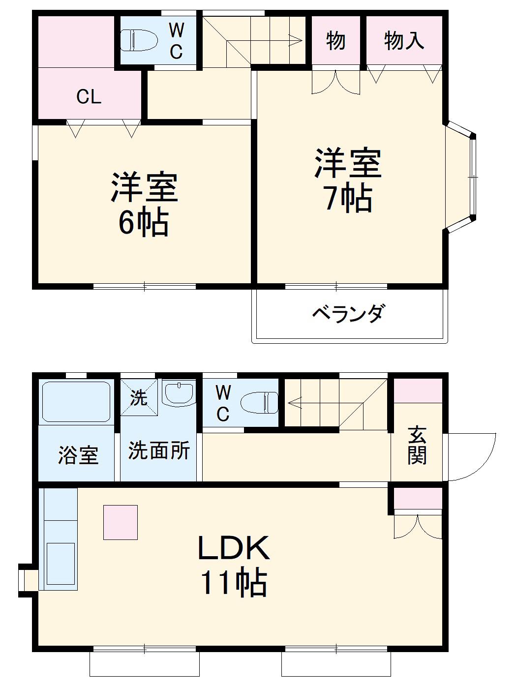 湘南新宿ライン高海 辻堂駅 徒歩18分 2階建 築20年(2LDK)の間取り写真