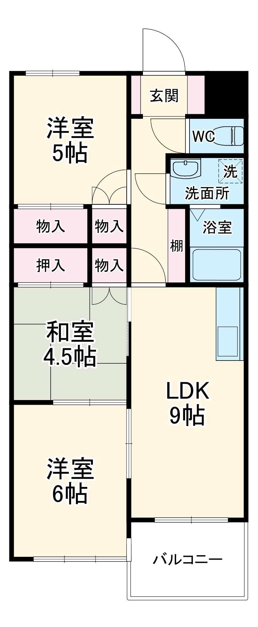 カーサ・ミア(3LDK/2階)の間取り写真