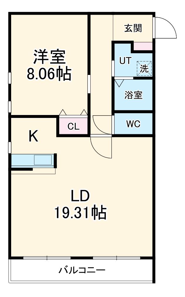 アメニティ前後(1LDK/2階)の間取り写真