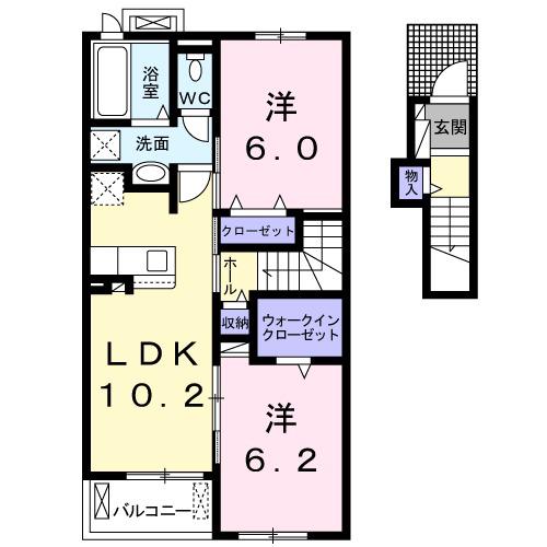 ボ・セジュールB(2LDK/2階)の間取り写真