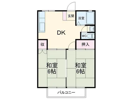 パナハイツ湯浅(2DK/2階)の間取り写真