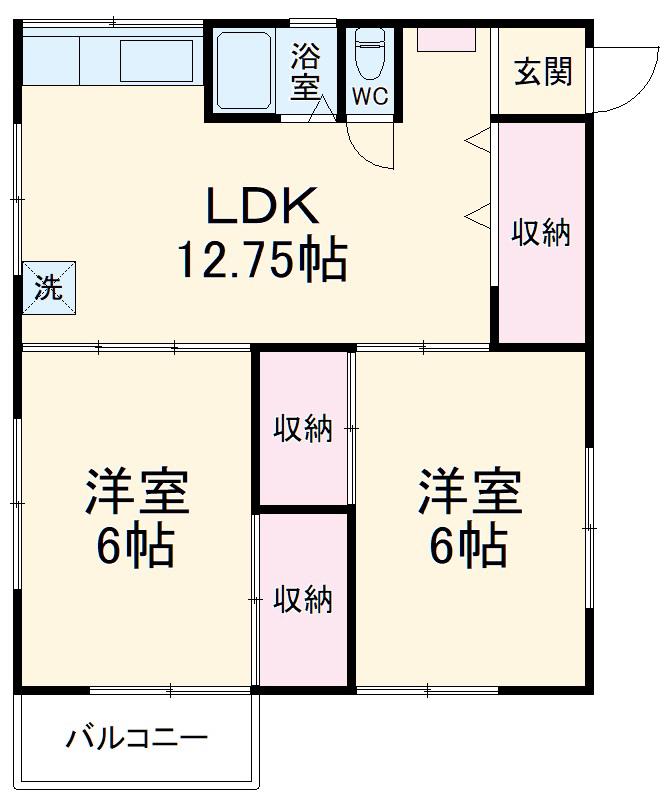 クラリオ越谷(2LDK/2階)の間取り写真