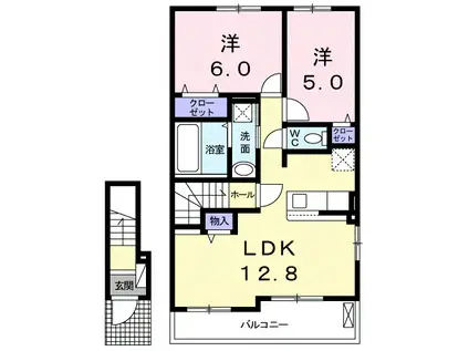 フィオーレ Ⅱ(2LDK/2階)の間取り写真