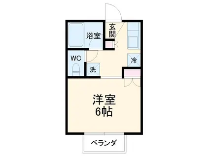 若葉コート(1K/1階)の間取り写真