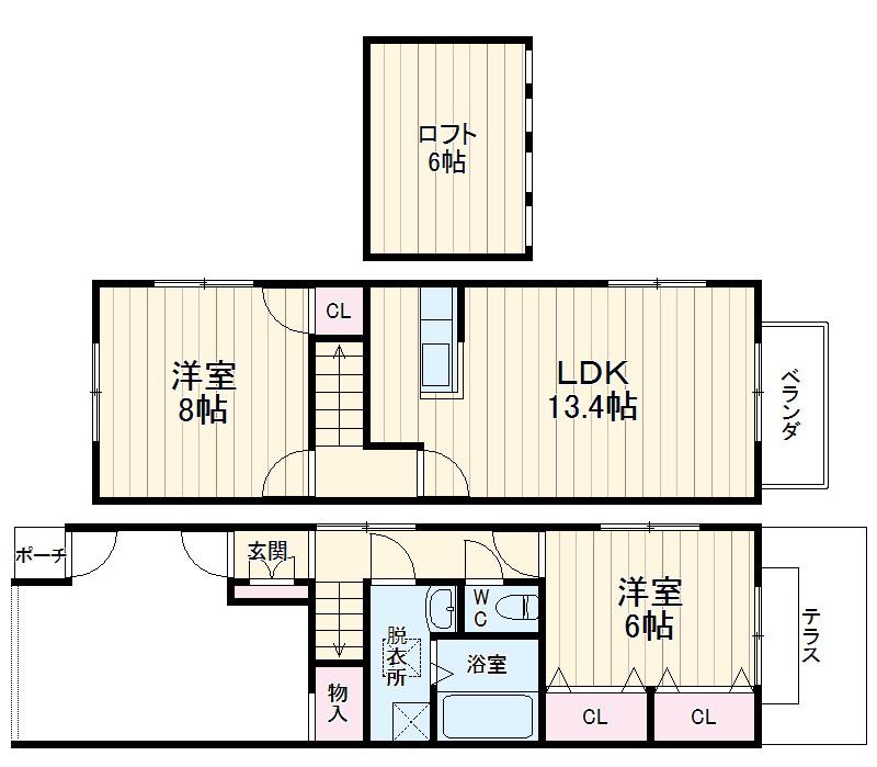ディオサイド三保(2LDK)の間取り写真