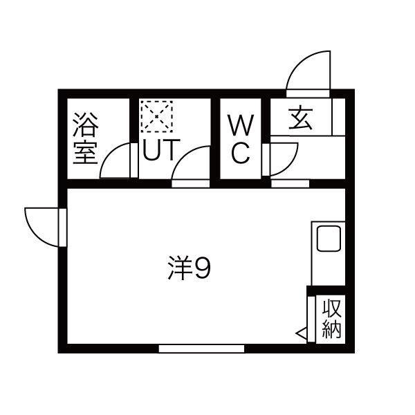 ウェル東海通(1K/1階)の間取り写真
