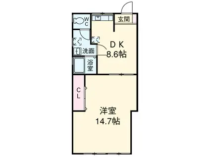 パラシオ美合(1DK/3階)の間取り写真