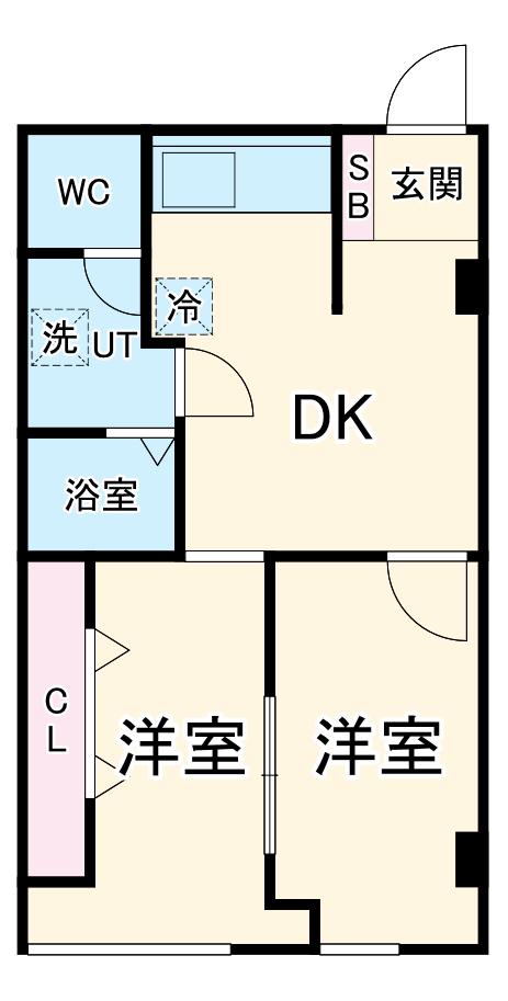 パラシオ美合(2DK/5階)の間取り写真