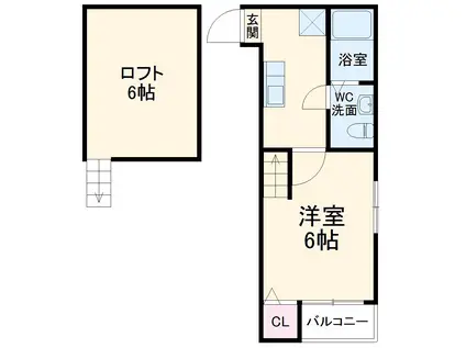 ウィングコート(1K/1階)の間取り写真