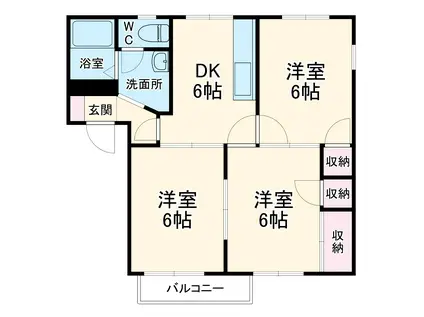 カーサ・アトリオC(3DK/2階)の間取り写真