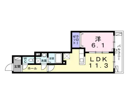 ベルフラワー恋ヶ窪(1LDK/1階)の間取り写真