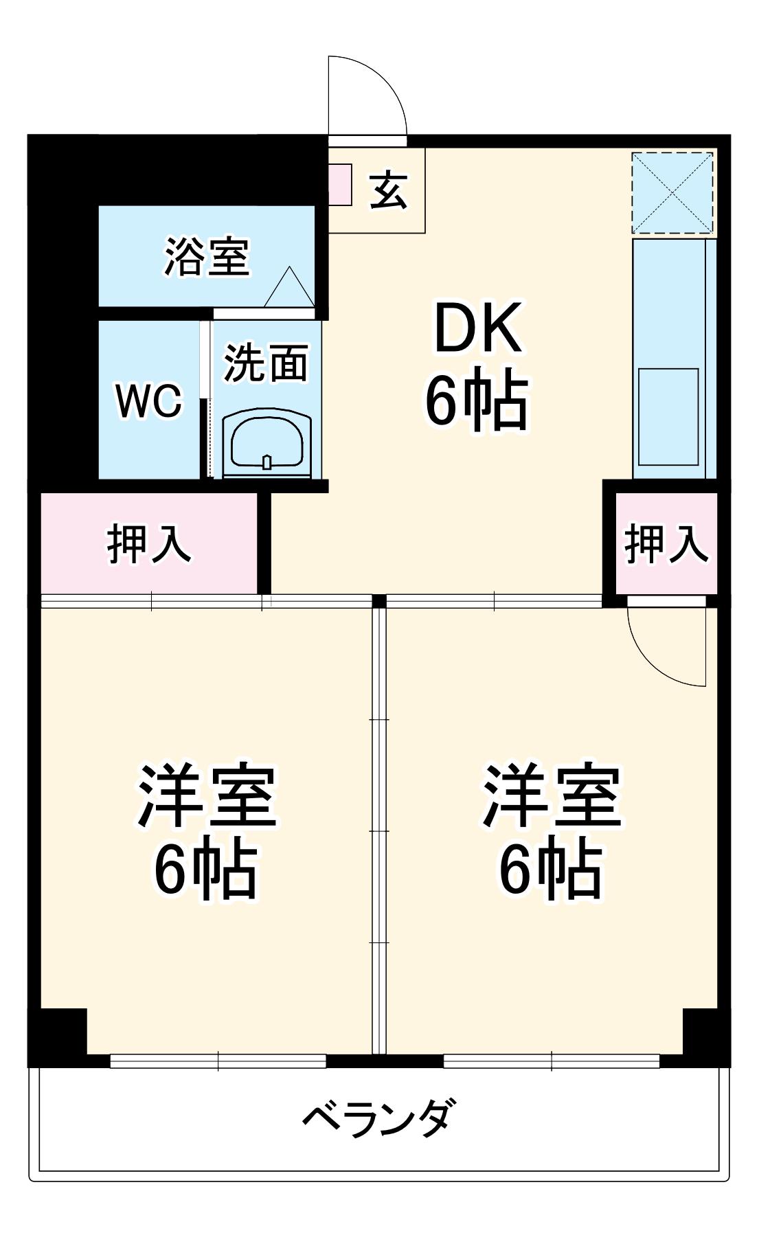 栄ビル(2DK/4階)の間取り写真