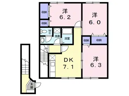 レストBMⅡ(3DK/2階)の間取り写真