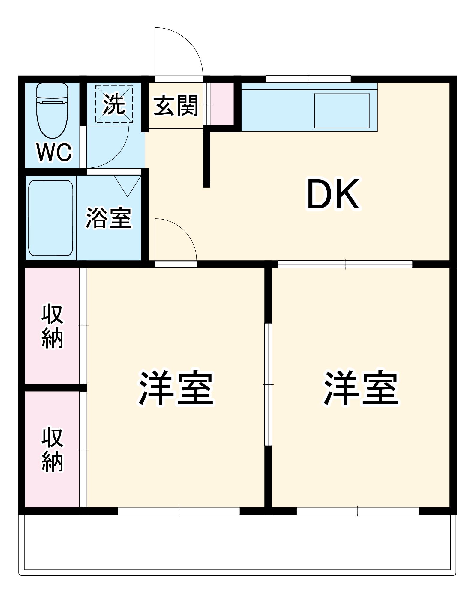 キャムハウス1(2DK/3階)の間取り写真
