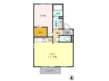 スプリングフィールド(1LDK/2階)の間取り写真