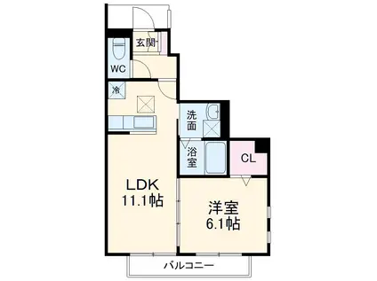 シュエットメゾン(1LDK/1階)の間取り写真