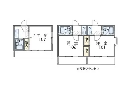 レオパレス岡崎公園(1K/1階)の間取り写真