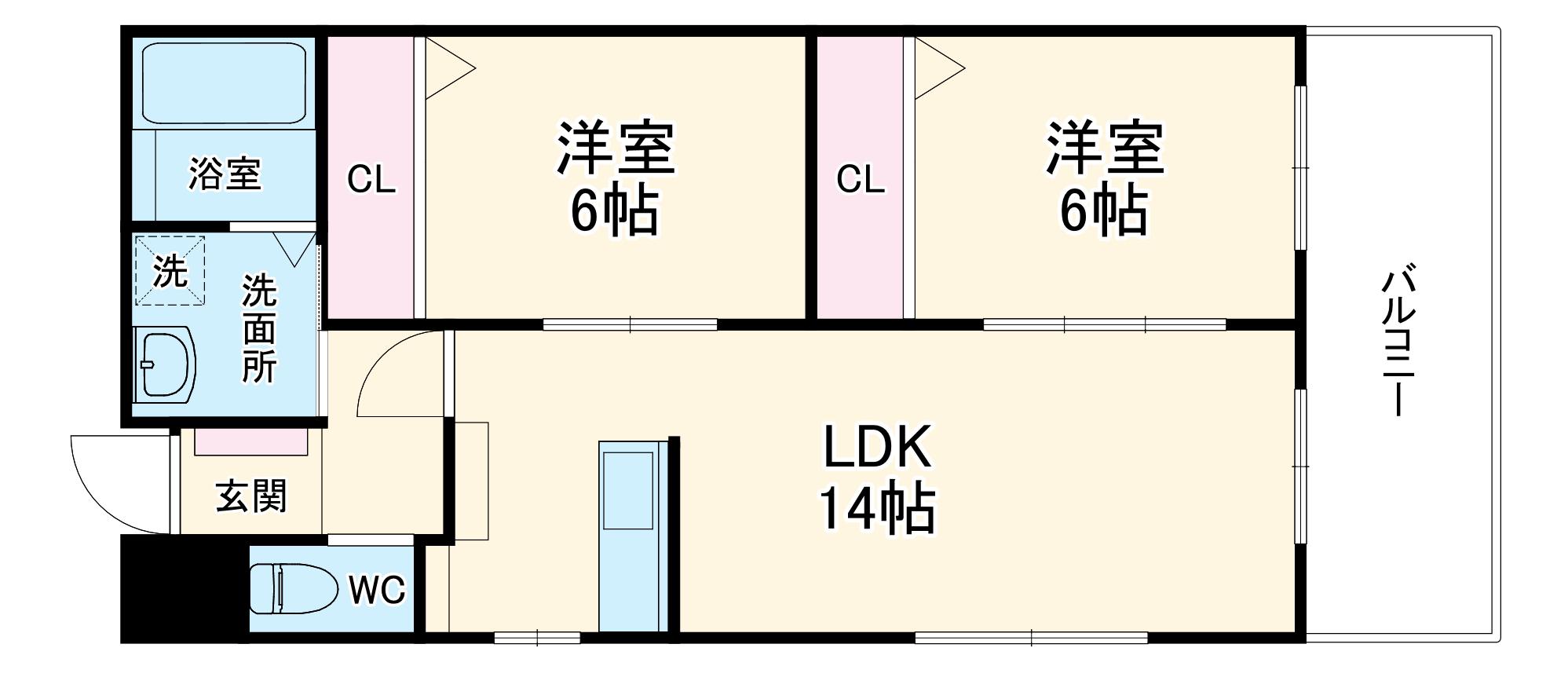 三隆コーポラス(2LDK/2階)の間取り写真