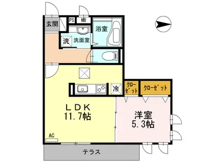 カームコート(1LDK/2階)の間取り写真