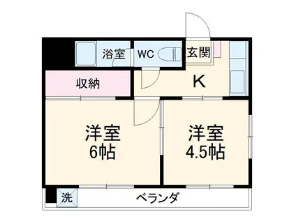 オリス本八幡(2K/2階)の間取り写真