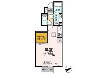 ラフィネ藤川(ワンルーム/1階)の間取り写真